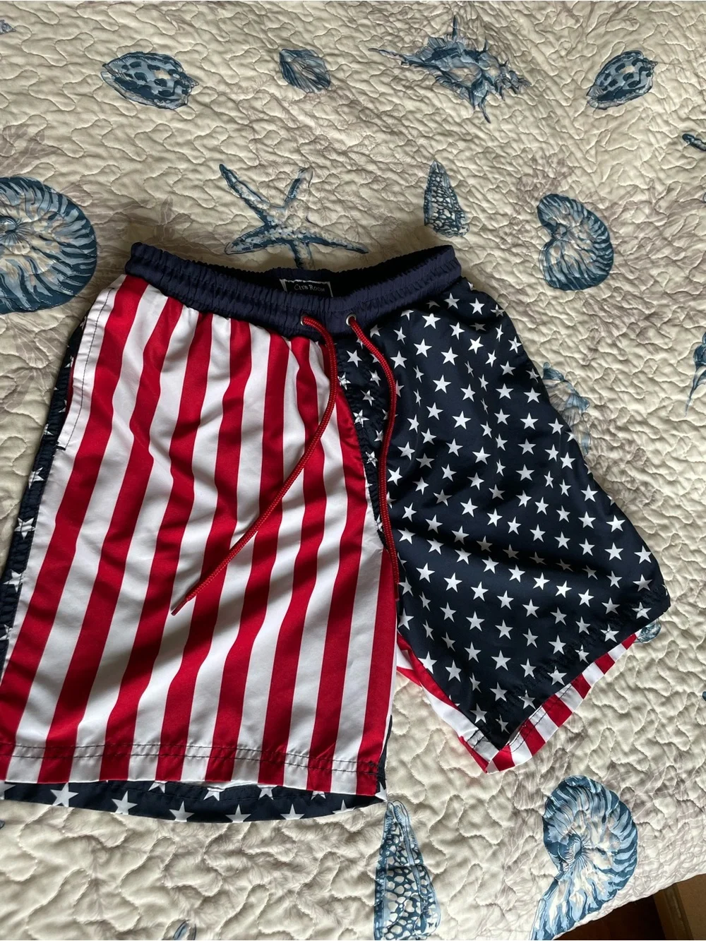 Club Room Patriotic Stars & Stripes Swim Shorts - Red White Blue